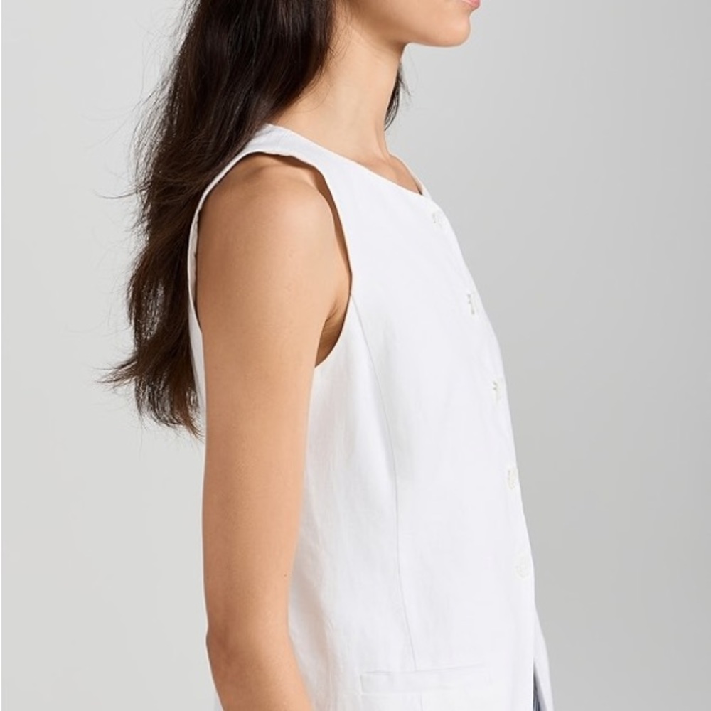 Alex Mill Ivory Button-Up Liv Linen Vest - Picture 2 of 5
